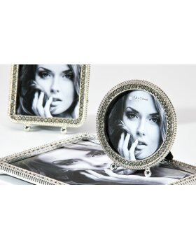 Photo frame Louise 7.5x7.5 silver round glass stone application