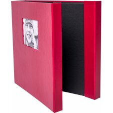 HNFD Maxi-Fotoalbum Lona rot 34,5x33 cm 100 schwarze Seiten