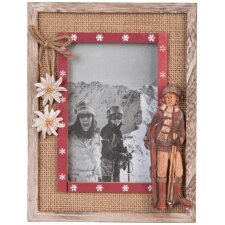 Wooden photo frame 13x18 cm skiers