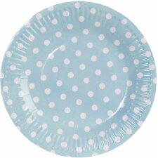 paper plate DOTS  Ø 18,5 cm light blue
