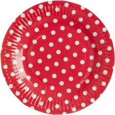 paper plate DOTS  Ø 18,5 cm red