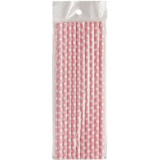 straws DOTS  20 pieces pink