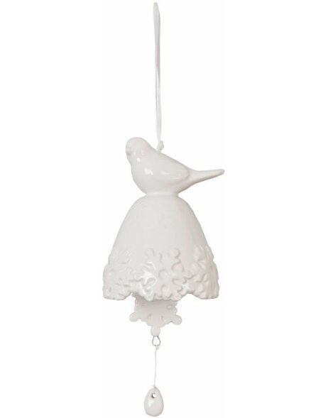 6CE0285 Clayre Eef BIRD pendant with bell - natural