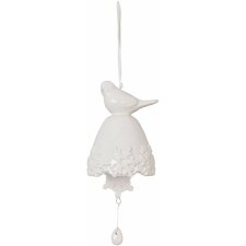 6CE0285 Clayre Eef BIRD pendant with bell - natural