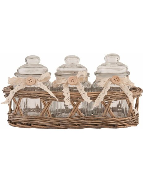 Basket with 3 storage jars