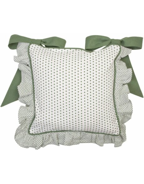 Chair cushion with ruffle 40x40cm Dotted green
