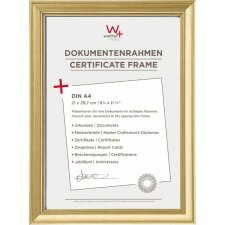 Walther Bilderrahmen Lounge gold 21x29,7 cm DIN A4 Urkundenrahmen
