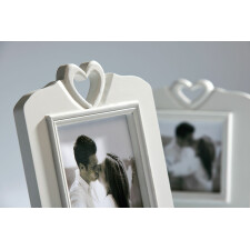 Wooden photo frame 10x10 cm white White Heart