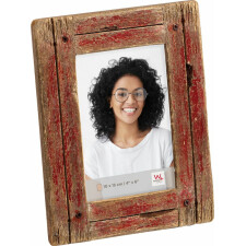 Wooden photo frame Dupla 10x15 cm red - natural
