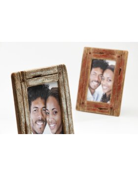 Wooden photo frame Dupla 10x15 cm white - natural