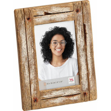 Wooden photo frame Dupla 10x15 cm white - natural