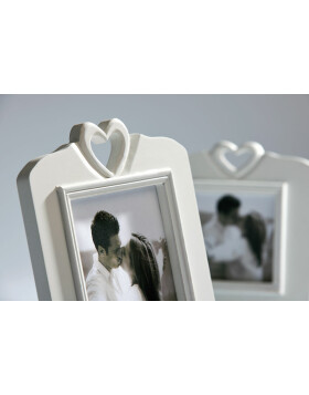 Wooden photo frame 10x15 cm white White Heart