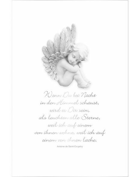 Karta Artebene żałoba, anioł, tłoczona
