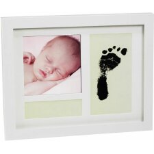FIRST STEPS baby photo frame white