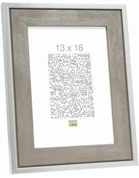 Deknudt wooden frame S43RE 18x24 cm gray - silver edge