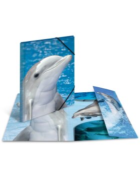 Carpeta A3 con banda elástica delfín