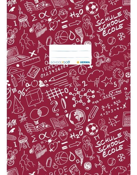 Excercise book cover A4 SCHOOLYDOO, winered