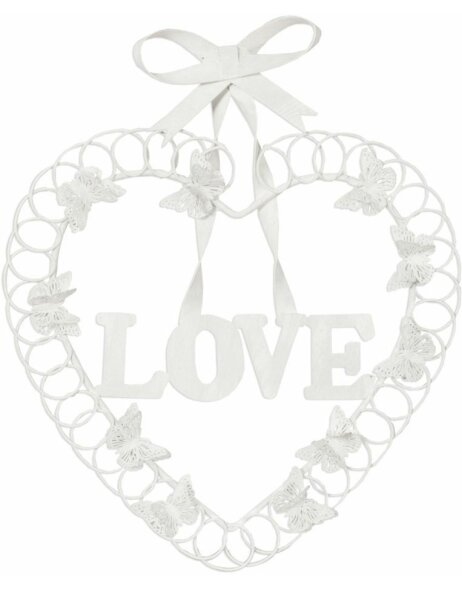 heart-shaped decoration - white 26x32 cm