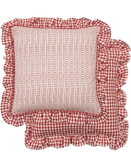 Coussin Just Check Flower 40x40 cm rouge