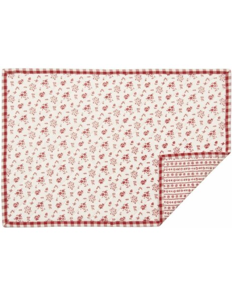 Set de table 6 pi&egrave;ces Just Check Flower rouge 33x48 cm