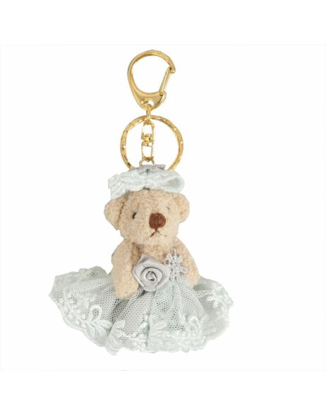 Teddy key chain 6 cm grey