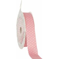 decoration tape 15mm x 500 cm - pink-white dots