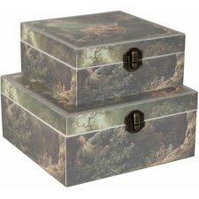 Lote de 2 cajas de madera - 6H0773 Clayre Eef