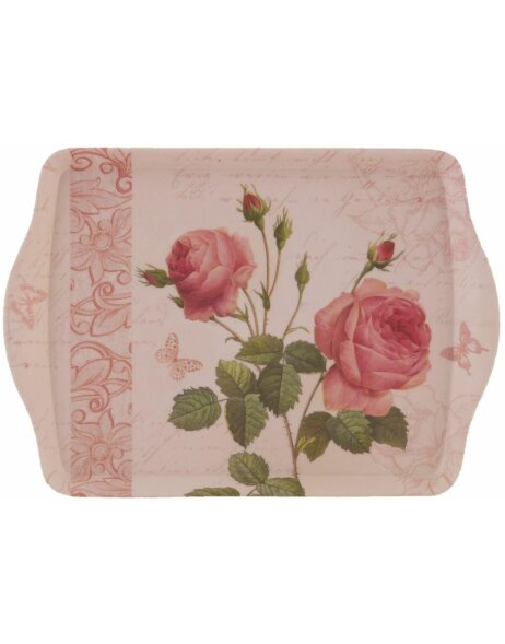 roze dienblad roosjes 30x22 cm