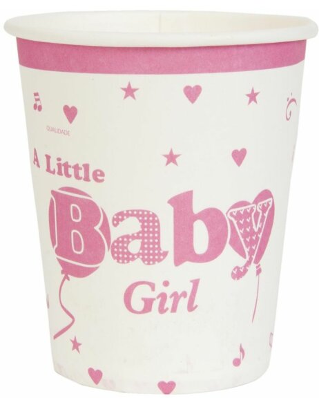 paper cups BABY GIRL pink 8 cm