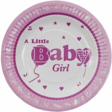 paper plate BABY GIRL Ø 18 cm pink