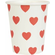 paper cups HEARTS red 8 cm