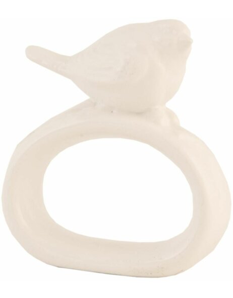 6CE0407 Clayre Eef BIRD napkin ring - white