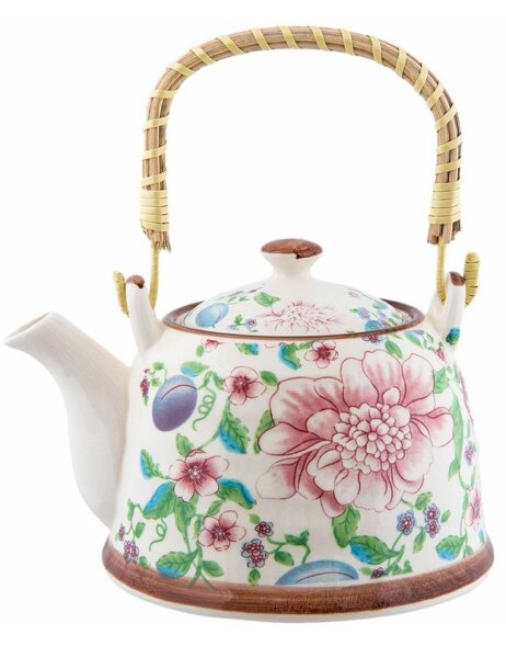 Clayre &amp; Eef 6CETE0028 Teekanne mit Sieb 700 ml mehrfarbig Blumen