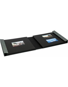 HNFD Álbum de fotos Lona lino gris 1000 fotos 34,5x33 cm 168 páginas negras
