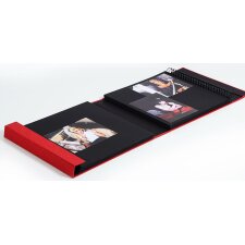 HNFD Fotoalbum Lona rood linnen 1000 fotos 34,5x33 cm 168 zwarte paginas