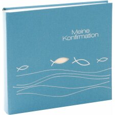 Goldbuch Album photo de confirmation Ichthys bleu 25x25 cm 60 pages blanches