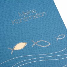Goldbuch Konfirmation-Fotoalbum Ichthys blau 25x25 cm 60 weiße Seiten