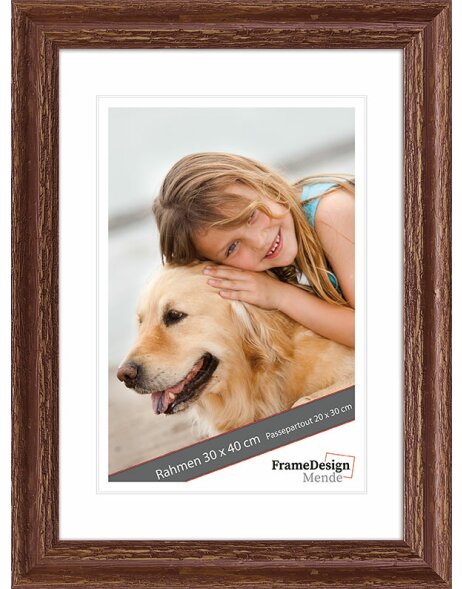 Anti-reflective glass wooden frame H740 brown 42x60 cm