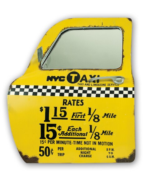 ZEP plaque de t&ocirc;le NY TAXI porte 60x71 cm jaune