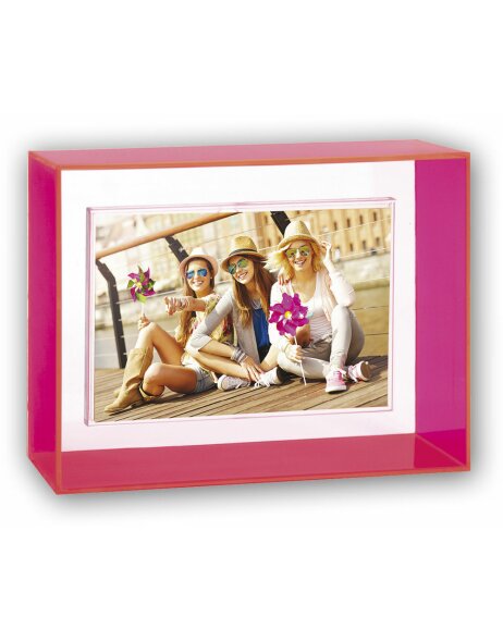 NEON PINK acrylic frame for 1 photo 10x15 cm
