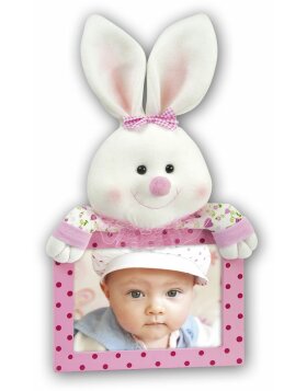 wooden frame with plush - BUNNY PINK