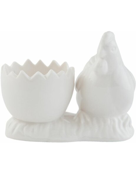 6CE0430 Clayre Eef CHICKEN egg cup - white