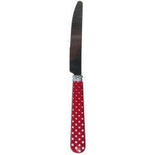 Couteau de table 2x1x21 cm rouge-blanc à pois