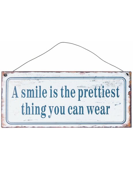SMILE tin-plate sign 25x11 cm