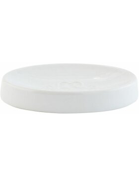 Clayre & Eef 63036 Seifenschale 12 cm Weiß Keramik Rund Seifenhalter