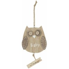 BABY wooden pendant owl with peg
