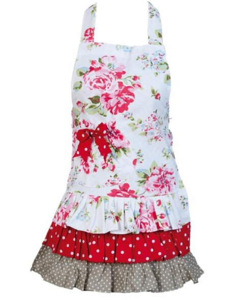 KT041K.002 Clayre Eef FLOWER children apron white-red