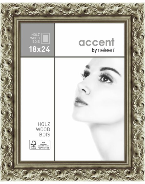 Marco de madera Nielsen Arabesque 18x24 cm plata