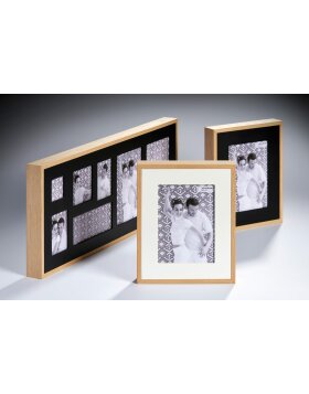 Double wooden frame 15x20 cm natural - black