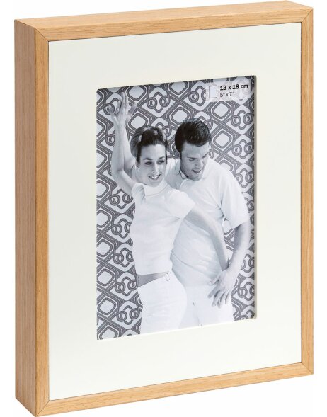 Double wooden frame 15x20 cm natural - white